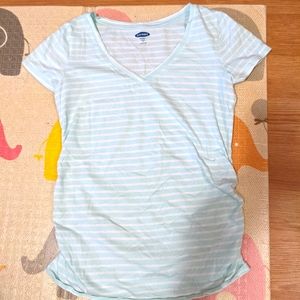 Old Navy maternity aqua striped fitted v neck